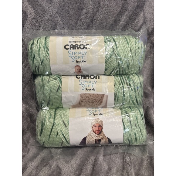 3 Pack Caron Simply Soft Speckle Yarn-White Sage - Picture 1 of 4